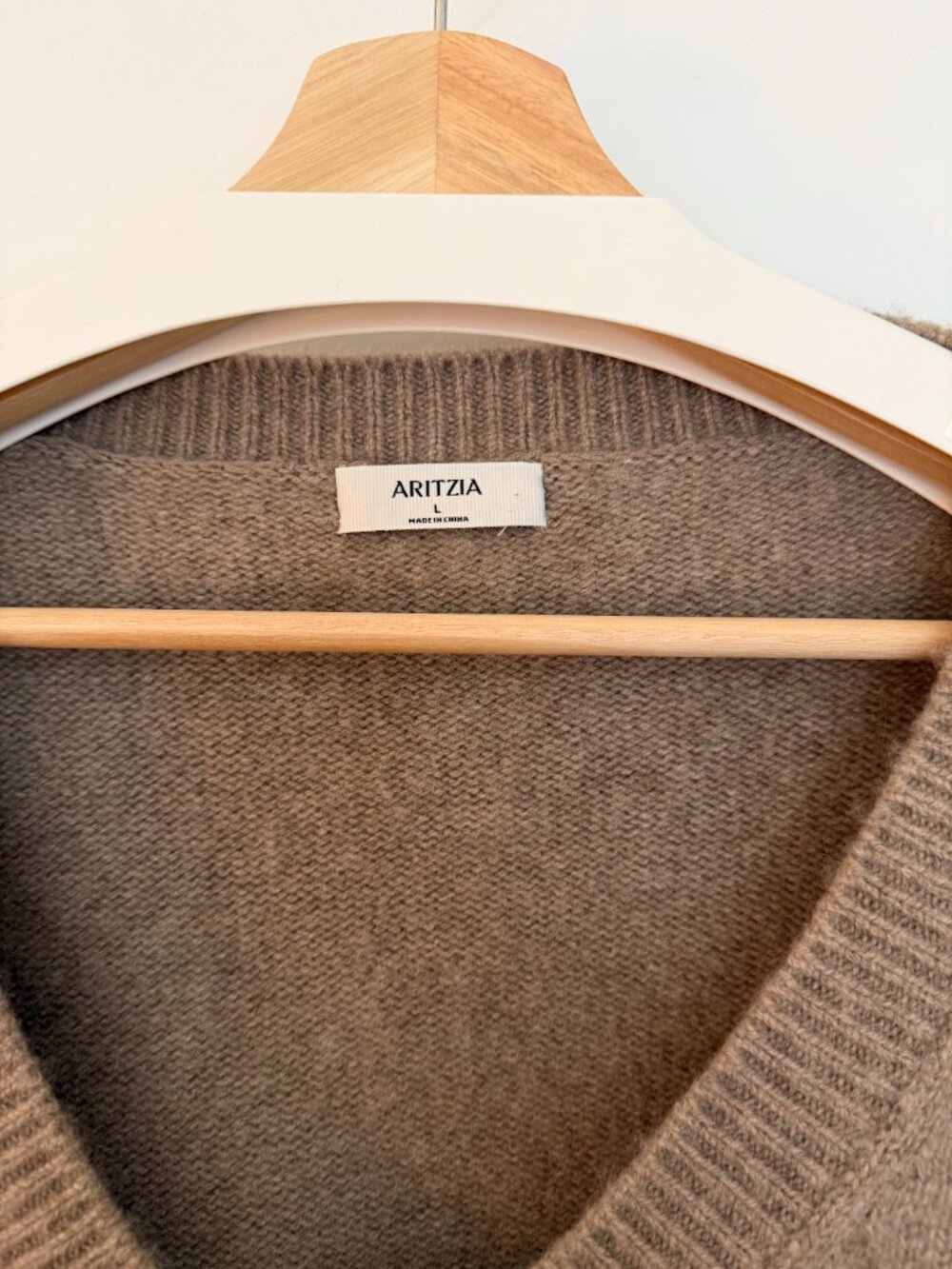 Aritzia Plush Cashmere Sculptor Sweater in Heather Nomad Taupe - Picture 3 of 5